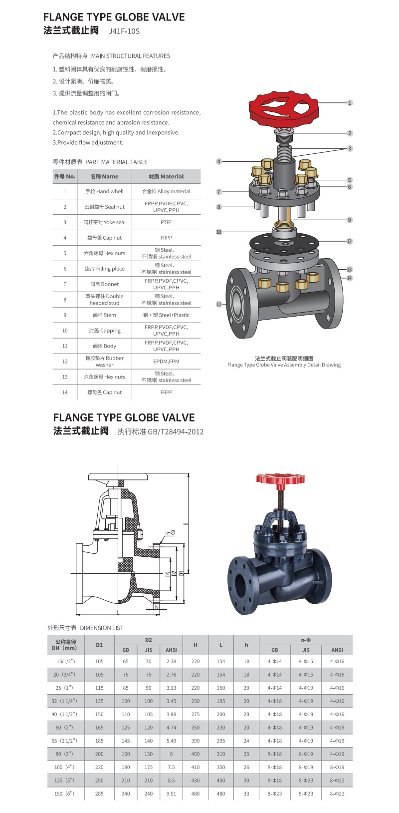 CPVC法蘭式截止閥(圖6) CPVC法蘭式截止閥(圖6)